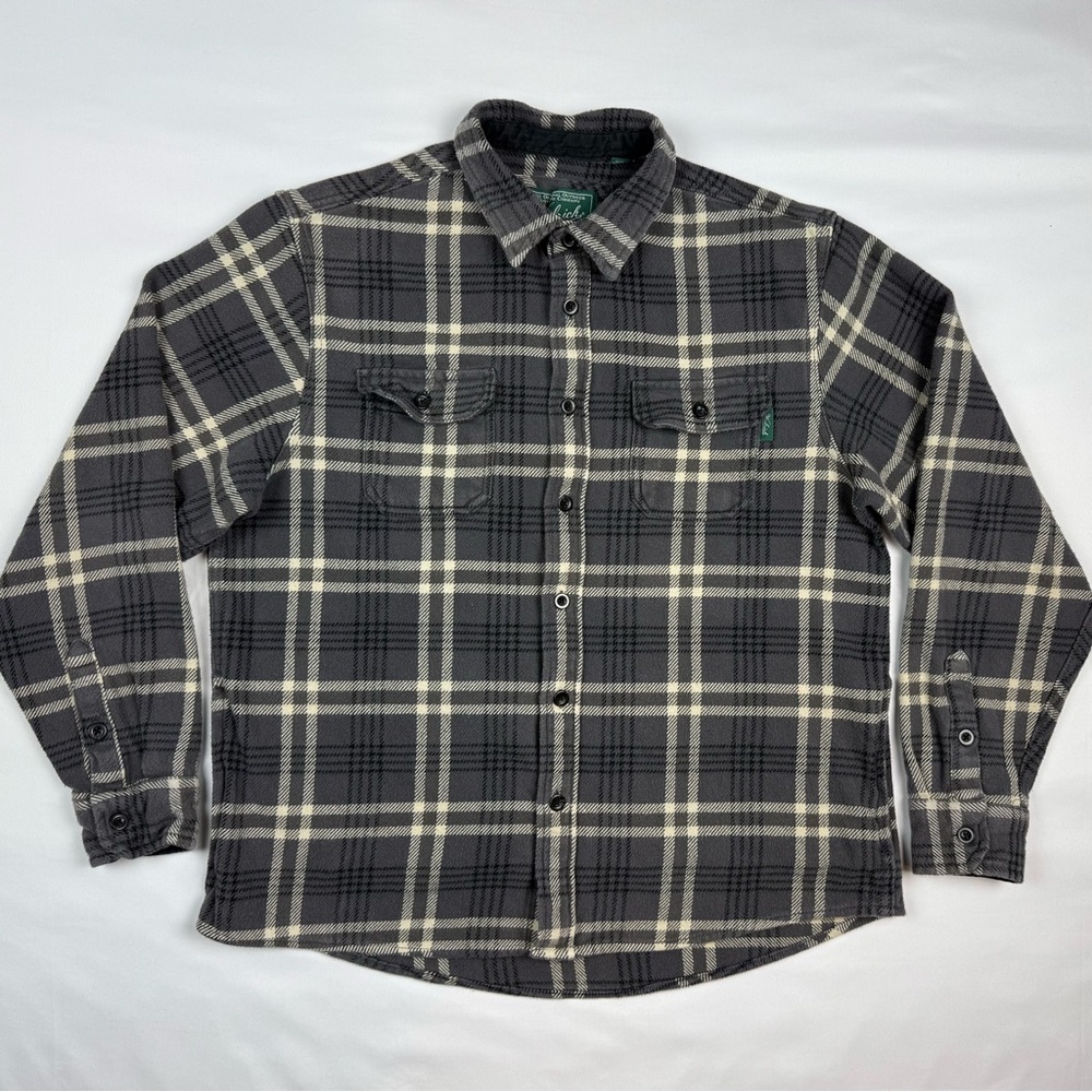 Woolrich Mens Flannel Shirt Jacket XL Grey Button Up Long Sleeve Plaid C6